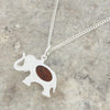 Amber Sterling Silver Elephant Pendant and Chain