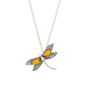 Amber Sterling Silver Dragonfly Pendant and Chain