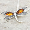 Amber Sterling Silver Dragonfly Pendant and Chain