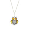 Amber Sterling Silver Owl Pendant and Chain