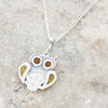 Amber Sterling Silver Owl Pendant and Chain