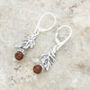 Amber Sterling Silver Acorn and Leaf Drop Earrings