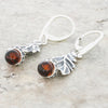Amber Sterling Silver Acorn and Leaf Drop Earrings