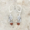 Amber Sterling Silver Acorn and Leaf Drop Earrings