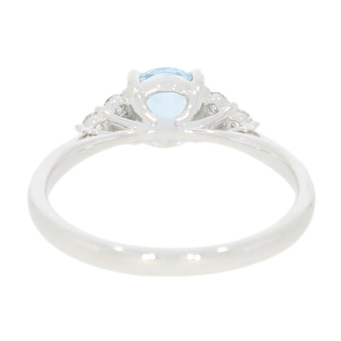 Platinum Round Brilliant Cut Aquamarine and Diamond Ring