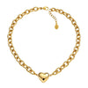 Ava & Sky Stainless Steel Gold Plated Chunky Heart Necklace ASN0035