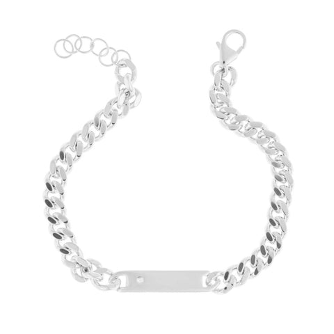 D for Diamond Sterling Silver Boys ID Bracelet B2843