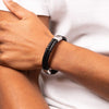 Fred Bennett Black Leather Double Row Mens Bracelet B4373