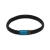 Unique & Co Black Leather Mens Bracelet B495BLUE-19