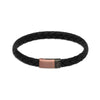 Unique & Co Black Leather Mens Bracelet B495BRONZE-21