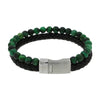 Unique & Co Beaded and Leather Mens Bracelet B525GR