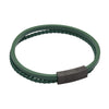 Fred Bennett Double Row Green Leather Mens Bracelet B5430