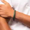 Fred Bennett Double Row Green Leather Mens Bracelet B5430