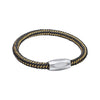 Fred Bennett Black Leather and Gold Wire Mens Bracelet B5450