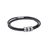 Fred Bennett Triple Row Slim Black Leather Mens Bracelet B5576B
