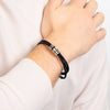 Fred Bennett Triple Row Slim Black Leather Mens Bracelet B5576B