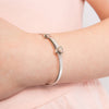 D for Diamond Mother of Pearl Heart Sterling Silver Baby Bangle B5577P