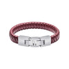Fred Bennett Burgundy Leather Double Row Mens Bracelet B5633