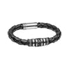 Fred Bennett Black Leather and Stainless Steel Centrepiece Mens Bracelet B5639