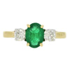 18ct Yellow Gold Oval Emerald and Diamond Trilogy Ring