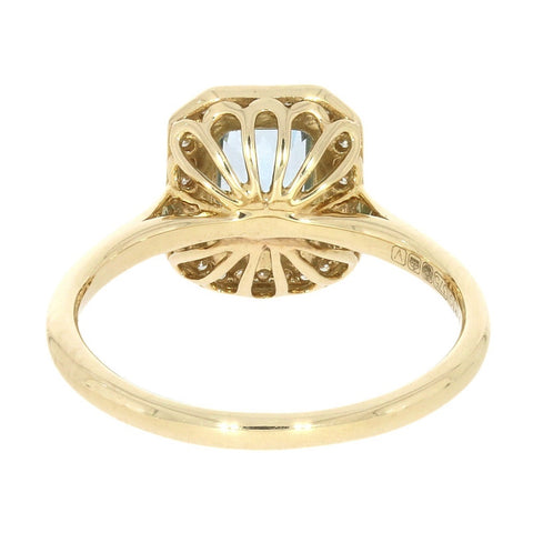 9ct Yellow Gold 0.80cts Aquamarine And Diamond Cluster Ring | H&H