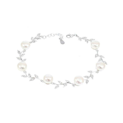 Lido Pearls Freshwater Pearl CZ Leaf Bracelet C22BW | H&H Jewellers