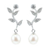 Lido Pearls White Freshwater Pearl and Cubic Zirconia Leaf Drop Earrings C22EW