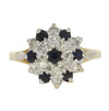 Pre Owned 9ct Yellow Gold Sapphire and 0.45cts Diamond Cluster Ring