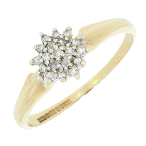 Pre Owned 9ct Yellow Gold 0.15cts Diamond Cluster Ring | H&H Jewellers