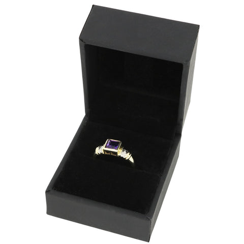 Pre Owned 9ct Yellow Gold Amethyst and Diamond Ring | H&H Jewellers