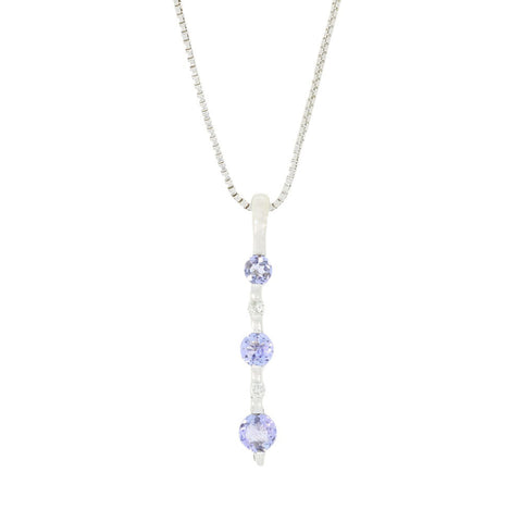 Pre Owned 9ct White Gold Diamond and Tanzanite Pendant | H&H Jewellers