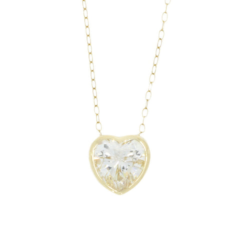 Pre Owned 9ct Yellow Gold Cubic Zirconia Heart Pendant | H&H Jewellers