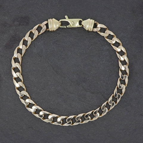 Pre Owned 9ct Old Rose Gold Mens Curb Bracelet | H&H Family Jewellers