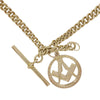 9ct Old Rose Gold Curb Albert Chain With T-Bar and Masonic Pendant | H&H