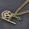 9ct Old Rose Gold Curb Albert Chain With T-Bar and Masonic Pendant | H&H