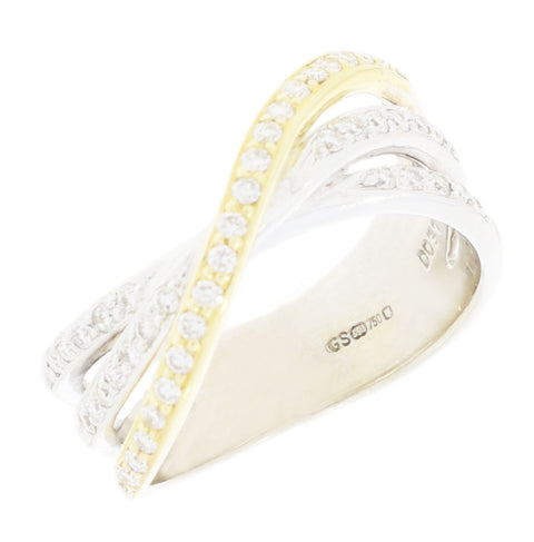 Pre Owned Ladies 18ct White Gold and Yellow Gold Diamond Ring