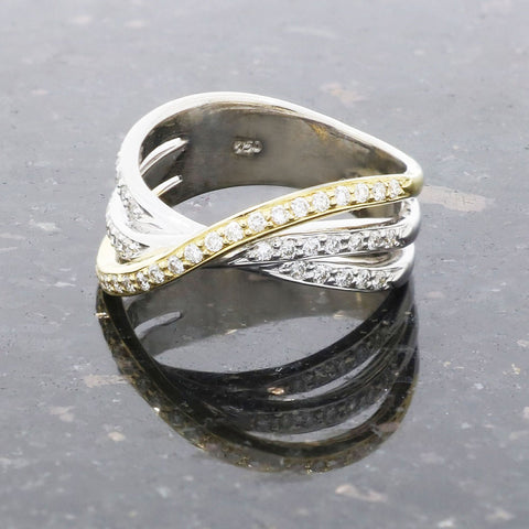 Pre Owned Ladies 18ct White Gold and Yellow Gold Diamond Ring