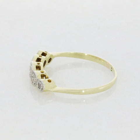 Pre Owned 9ct Yellow Gold Diamond Half Eternity Vintage Ring