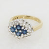 Pre Owned 9ct Yellow Gold Sapphire And 0.48cts Diamond Cluster Ring