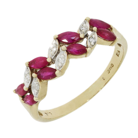 Pre Owned 9ct Yellow Gold Ruby and Diamond Ring