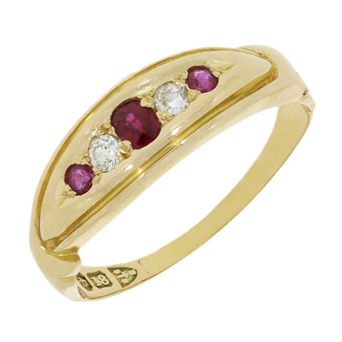 Pre Owned 18ct Yellow Gold Ruby and Diamond Ring
