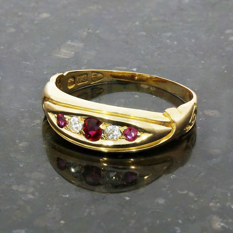 Pre Owned 18ct Yellow Gold Ruby and Diamond Ring
