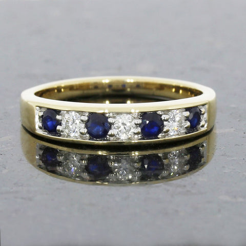 Pre Owned 18ct Yellow Gold Sapphire and Diamond Ring
