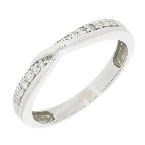 Pre Owned 9ct White Gold 0.11ct Diamond Kiss Half Eternity Ring | H&H