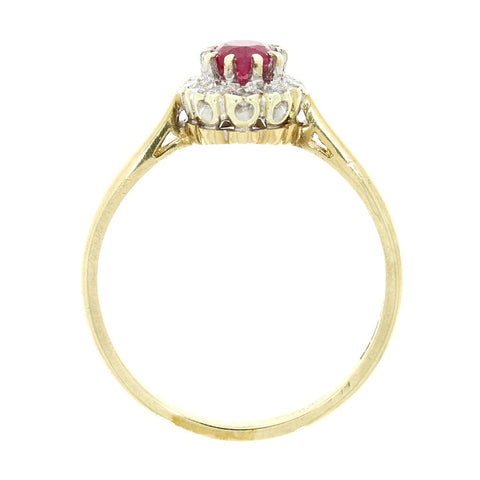 Pre Owned 9ct Yellow Gold Ruby and Diamond ClusterRing | H&H 