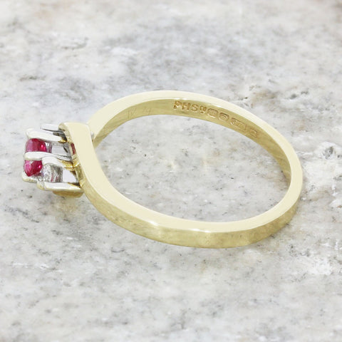 Pre Owned 9ct Yellow Gold Ruby and Diamond Dress Ring