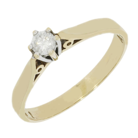 Pre Owned 9ct Yellow Gold 0.15cts Diamond Solitaire Ring