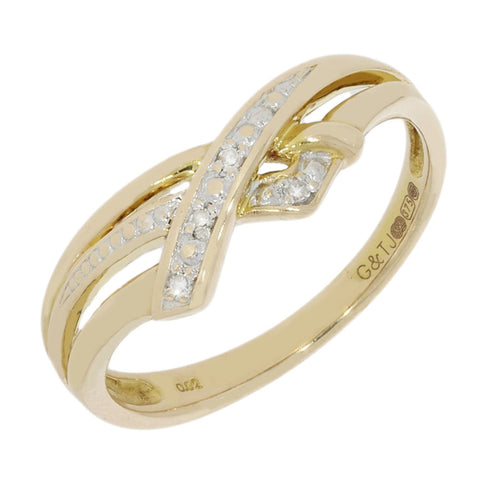 Pre Owned 9ct Yellow Gold 0.02cts Diamond Dress Ring