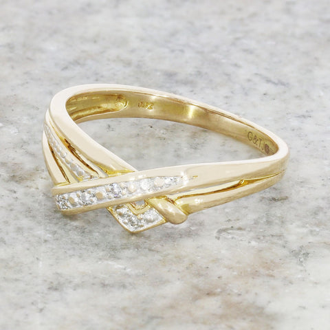 Pre Owned 9ct Yellow Gold 0.02cts Diamond Dress Ring