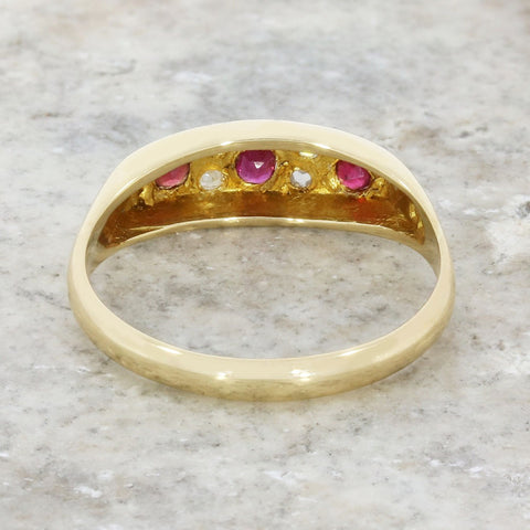 Pre Owned 18ct Yellow Gold Ruby and Diamond 1916 Chester Hallmark Ring